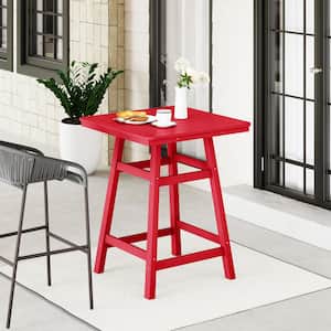 Laguna 30 in. Square HDPE Plastic Counter Height Outdoor Dining High Top Bar Table in Red