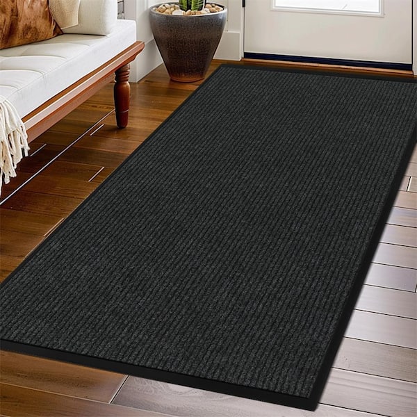 35 x 75 in. Front Door Mat Indoor Outdoor Entrance Waterproof Heavy Duty Doormat in Gray
