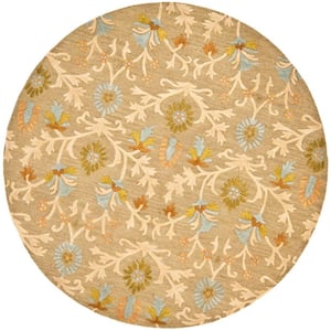 Cambridge Moss/Multi 6 ft. x 6 ft. Round Floral Area Rug