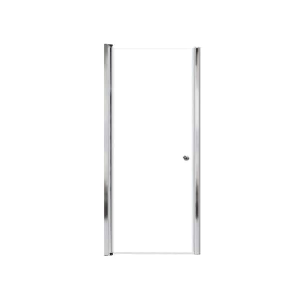 Transolid Lyna 29 in. W x 70 in. H Pivot Frameless Shower Door in Polished Chrome with Clear Glass
