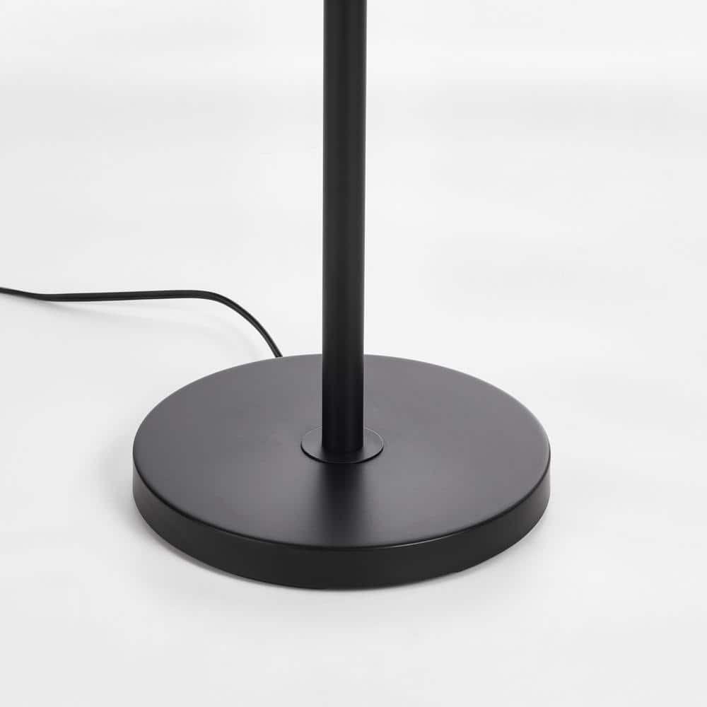 Adjustable Black Metal Floor Lamp with Beige Drum Shade