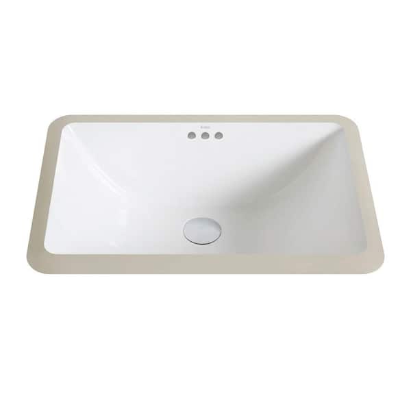 Kraus Elavo Small Rectangular Ceramic, Small Undermount Bathroom Sink