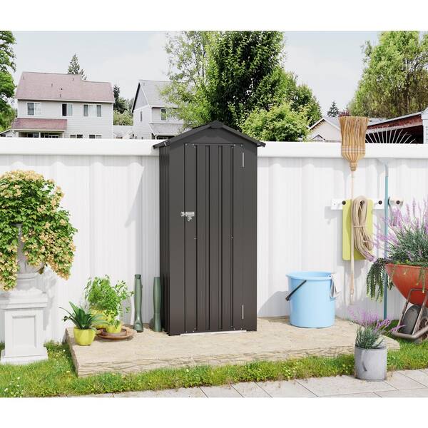 Unbranded - 1.41 ft. W x 2.46 ft. D x 5.80 ft. High Quality Galvanized Metal Shed with Solid Lock System in Black (14 sq. ft.)