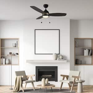 Troyes 52 in. Color Changing Integrated LED Indoor Black 5-Speed DC Ceiling Fan with Light Kit and Pull Chain