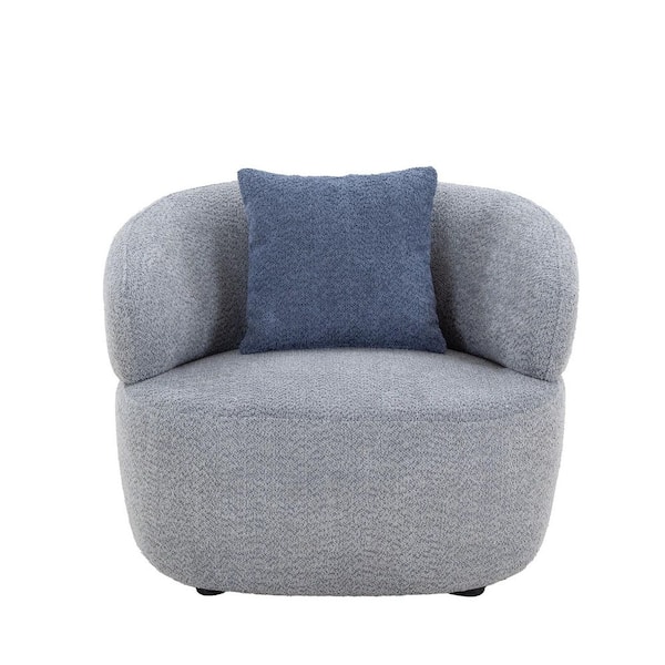 sumyeg 35.04 in. W Rolled Arm Fabric Curved Sofa 1-Seat Cloud Couch Boucle Sofa in Gray
