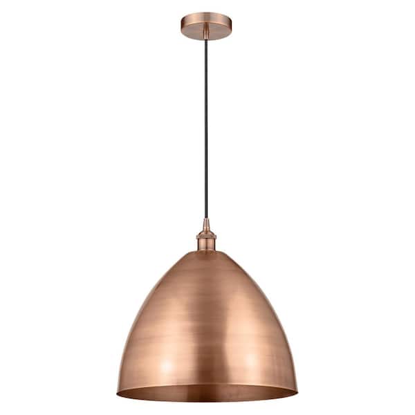 Edison Dome 100-Watt 1-Light Antique Copper Standard Mini Pendant Light with Metal Shade