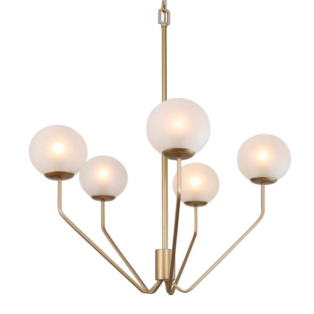 5-Light Gold Candlestick Chandelier with Frosted Glass Shade price history on PriceWatchPro