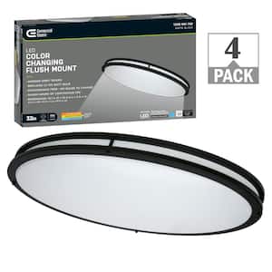 32 in. Matte Black Orbit Oval LED Flush Mount Ceiling Light 3000 Lumens Adjustable Color Temperatures (4-Pack)