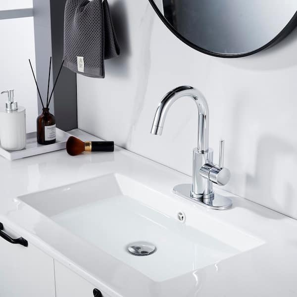 Single Handle Utility Faucet With Swing Spout Deck Plate Included in Polished Chrome