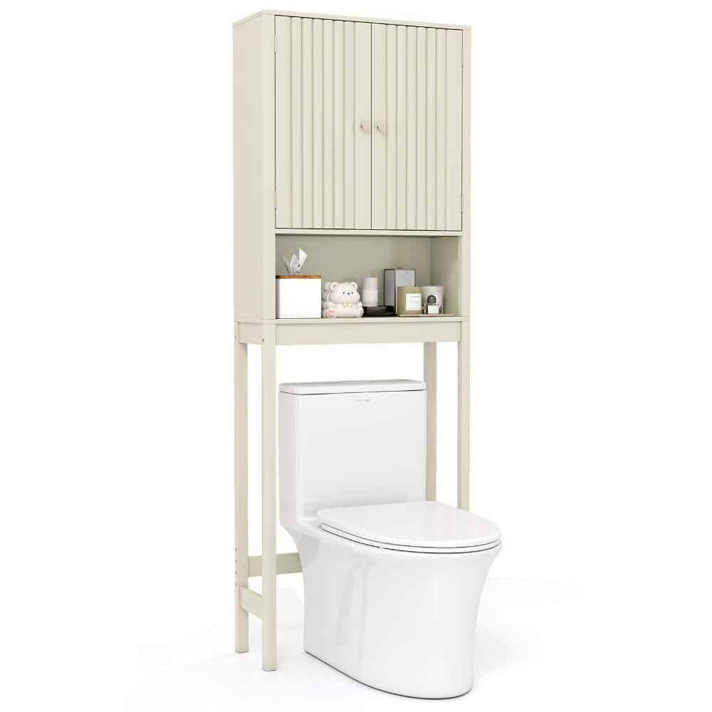 Over the Toilet Storage Cabinet with 2 Fluted Doors and Open Shelf, Bathroom Space Saver price history on PriceWatchPro