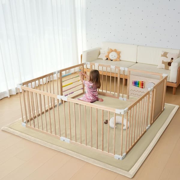 Carpet Pad 7 ft. x 6 ft. x 1.4 in. Baby Play Mat Nursery Rug Foam Soft Padded Carpet w/Non-Slip Backing Cushion, Gray