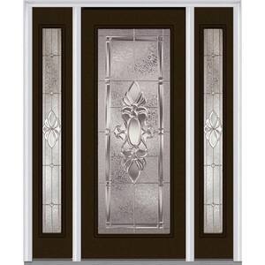 64.5 in. x 81.75 in. Heirlooms Right-Hand Inswing Full Lite Decorative Fiberglass Smooth Prehung Front Door w/ Sidelites
