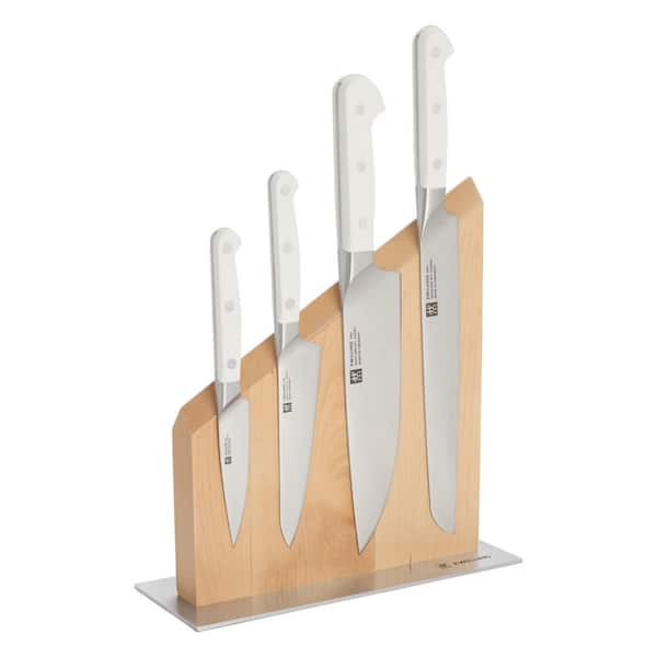 Pro Le Blanc 5-Piece Stainless Steel Full Tang Magnetic Knife Block Set - Natural Light Birch