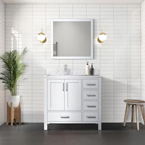 Jacques 36 in. W x 22 in. D Left Offset White Bath Vanity and Carrara Marble Top