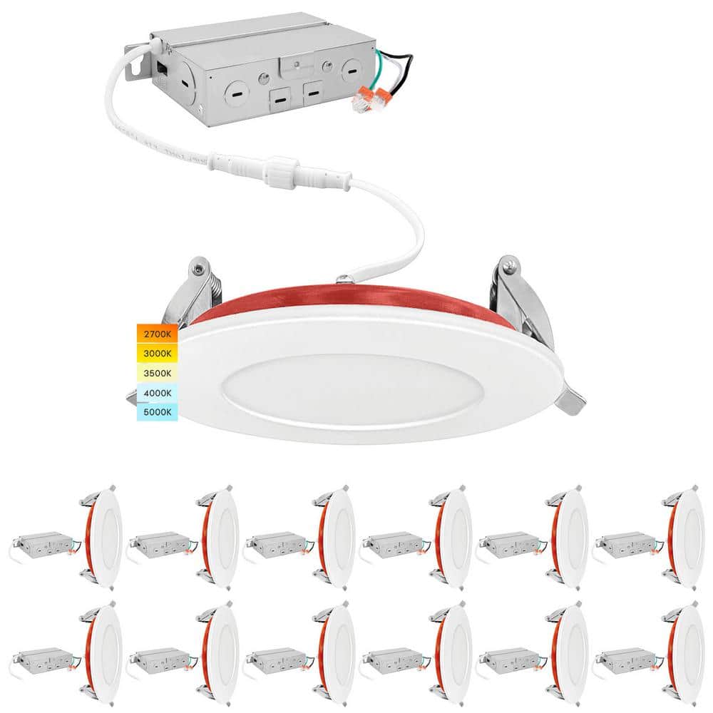 3 in. Ultra Thin Canless Integrated LED Fire Rated Recessed Light 5CCT New Construction 500-Lumens Dimmable (12-Pack) price history on PriceWatchPro