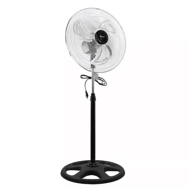 2-in-1 Metal, 18 in. Chrome Hi-Speed Industrial Oscillating Fan, Black