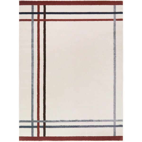 Mosley Rust 5 ft. x 7 ft. Striped Border Area Rug