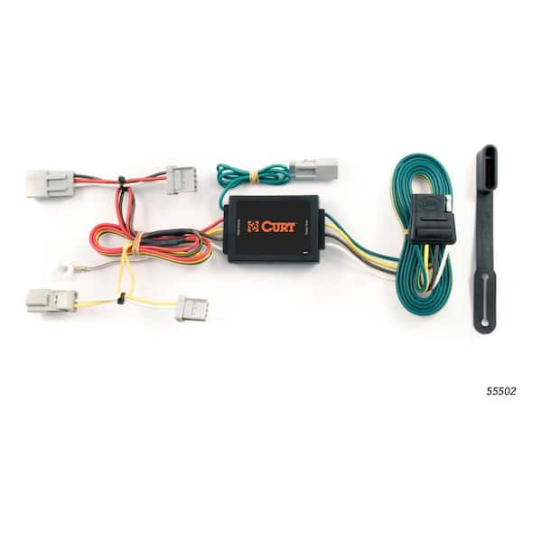 CURT Custom Vehicle-Trailer Wiring Harness, 4-Way Flat Output, Select Honda Accord, Acura TSX, Quick T-Connector