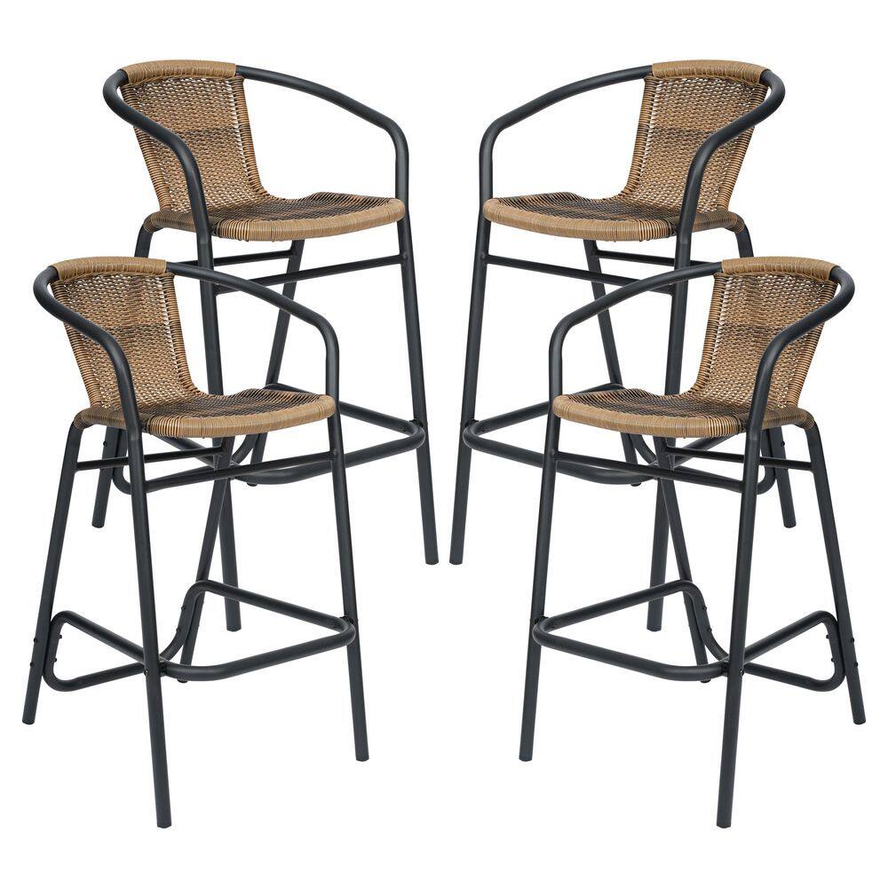 Lila Medium Brown Metal Outdoor Bar Stool 4-Pack price history on PriceWatchPro