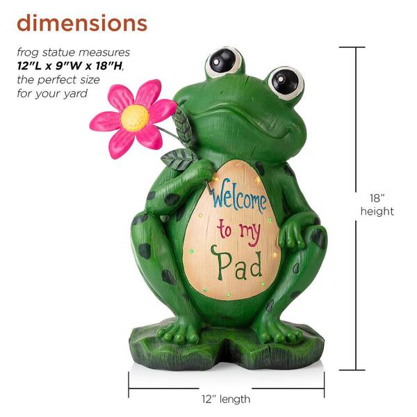 Alpine Corporation 18 in. Tall Outdoor Frog with Color Changing