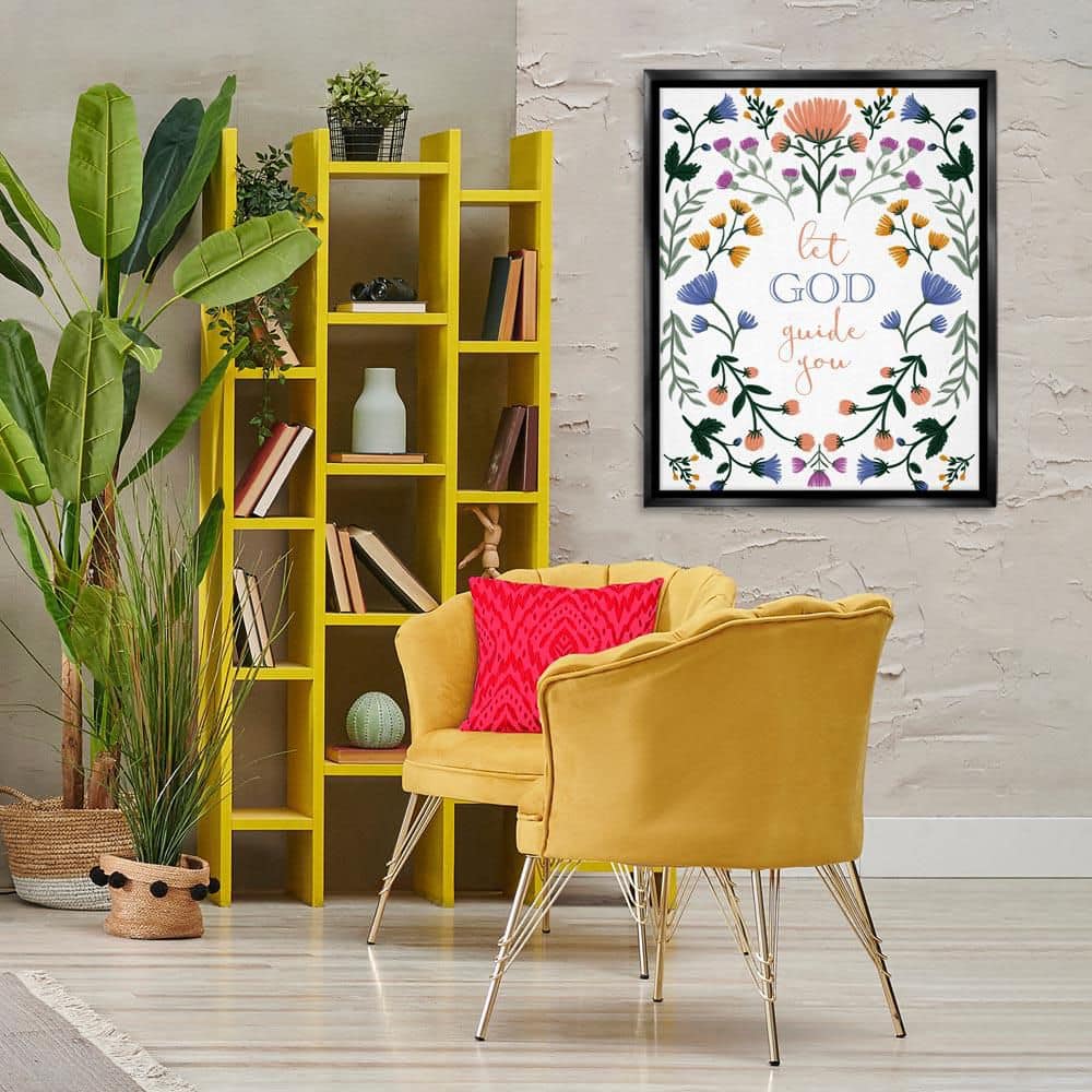 Floral Let God Guide You by Angel Nicole Black Floater Frame Nature Graphic Art Print 31 in. x 25 in.