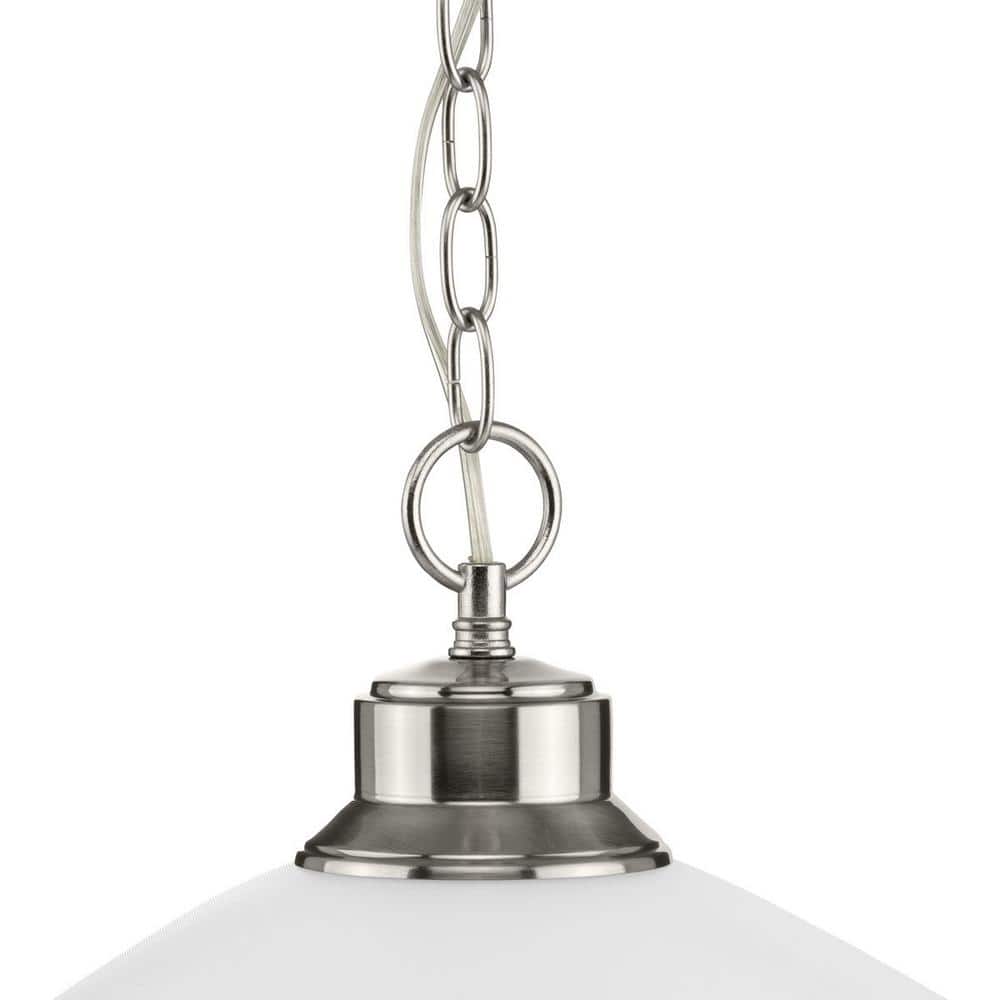 Mini Brushed Nickel Glass Pendant Light with Satin Opal Diffuser