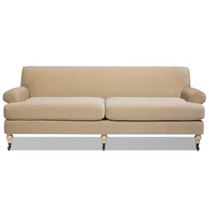 Alana 88 in. Rolled Arm Performance Velvet Lawson Rectangle 2-Cushion Sofa in Fawn Brown