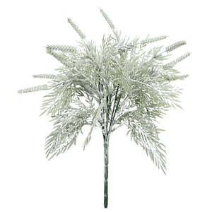 14 in. Soft Touch Frosted Artificial Mixed Willow Rosemary Fern Leaf Stem Plant Greenery Foliage Bush (Set of 2)