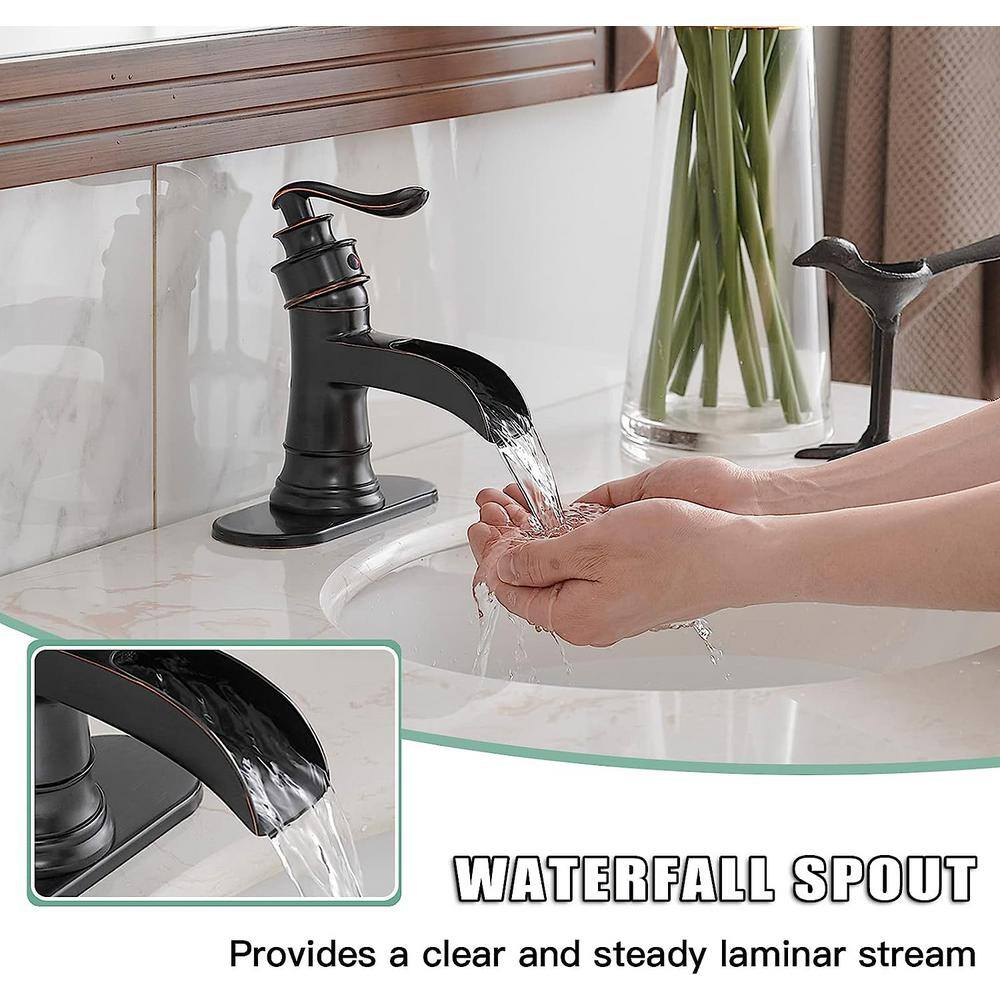 Oil Rubbed Bronze Single-Handle Waterfall Bathroom Faucet