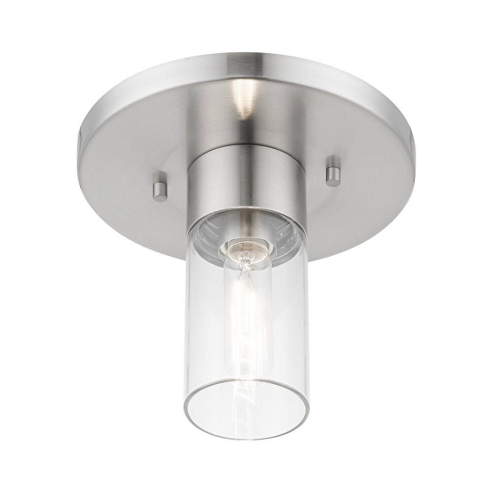Carson Brushed Nickel 8.25" Clear Glass Indoor/Outdoor Flush Mount Light