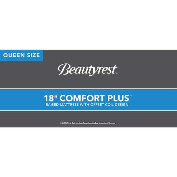 Beautyrest - Comfort Plus Air Bed Mattress with Built-in Pump and Plush Cooling Topper, 17" Queen