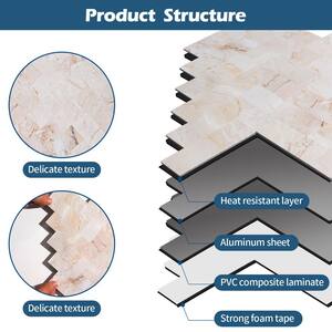 Herringbone Stone Beige 12 in. x 12 in. PVC Peel and Stick Backsplash Wall Tile (10 sq.ft./10-Sheets)