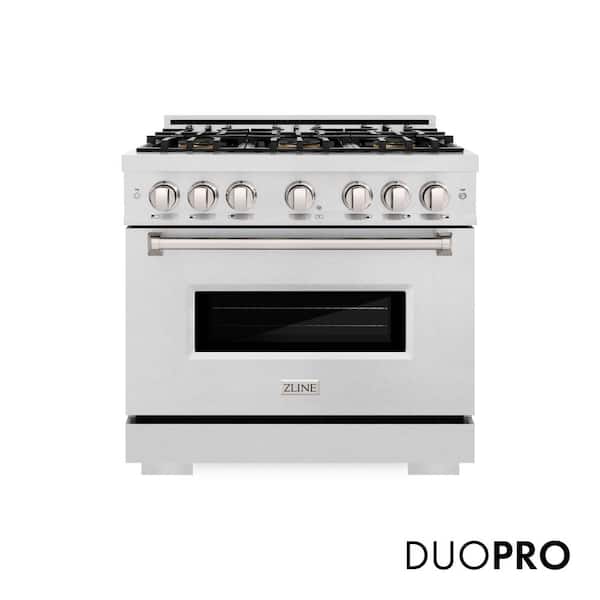 36 in. 5.2 cu. ft. Classic Dual Fuel Range with 6 Burner DuoPro Cooktop and Electric Convection Oven in Satin Stainless