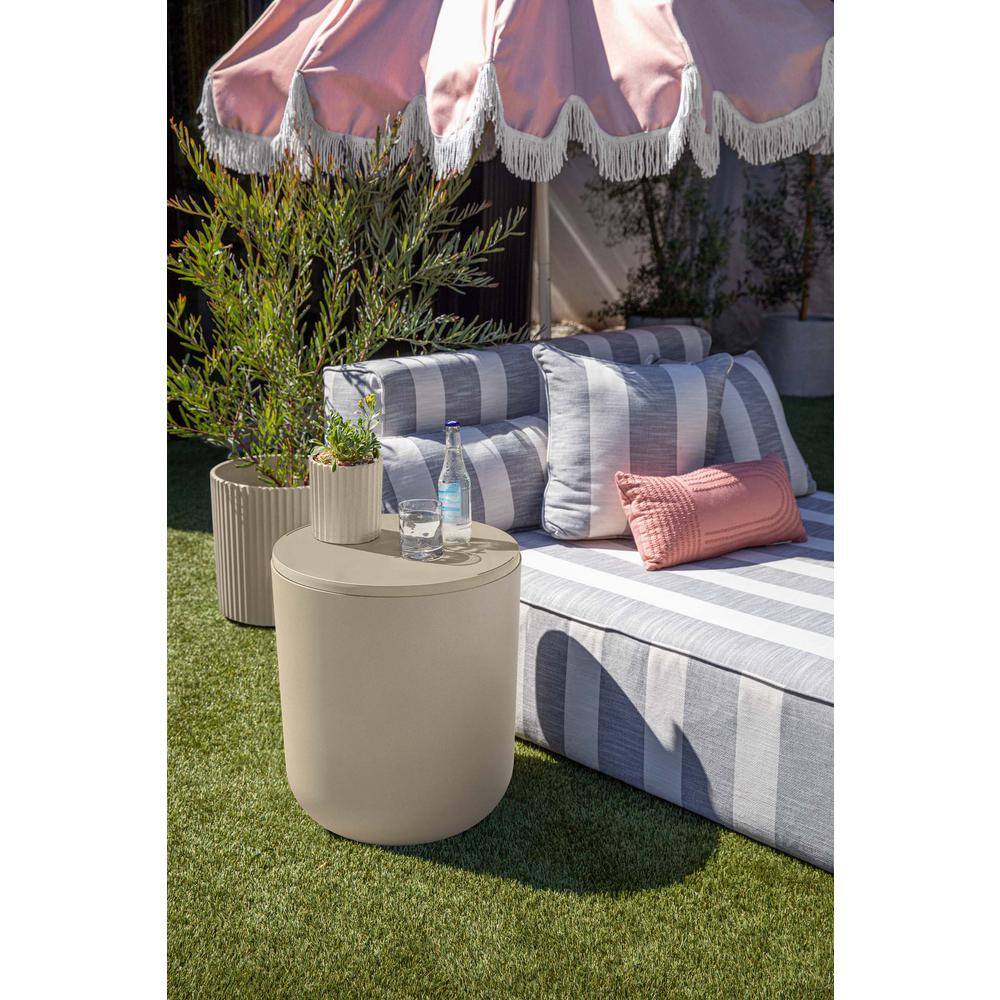 Sand Round Concrete Composite Outdoor Cooler Side Table