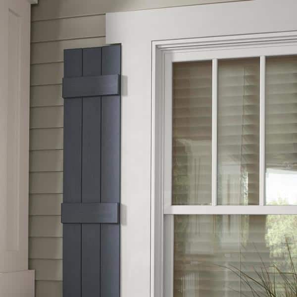 15 in. x 35 in. Polypropylene 4-Board Closed Board and Batten Shutters Pair in Blackwatch Green