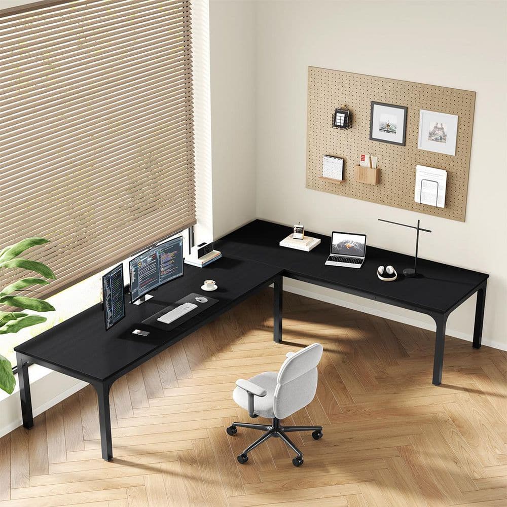 Moronia 78. 7 in. 2-Person Desk, Black Extra Long Computer Writing Desk with Metal Legs for Home Office