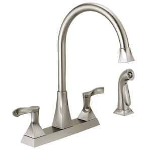 Details about   Delta Vessona 2-Handle Standard Kitchen Faucet with Side Sprayer in Stainless 