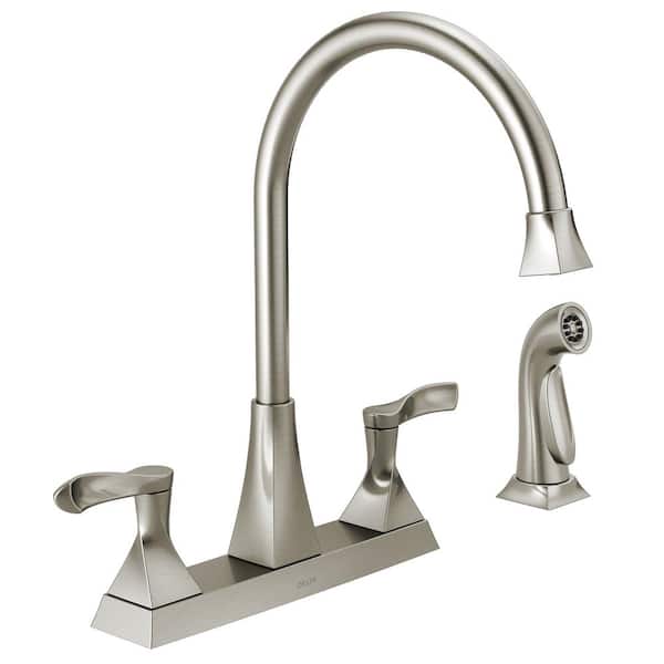 Delta Everly 2-Handle Standard Kitchen Faucet with Spray in Stainless