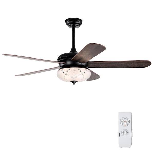 4.3 ft. Indoor Metal 120-Volt 180 RPM Retro Ceiling Fan with Remote Control 3 Wind Speeds & 5 Reversible Blades Black