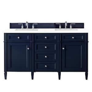 Brittany 60.0 in. W x 23.5 in. D x 34 in. H Bathroom Vanity in Victory Blue with White Zeus Quartz Top