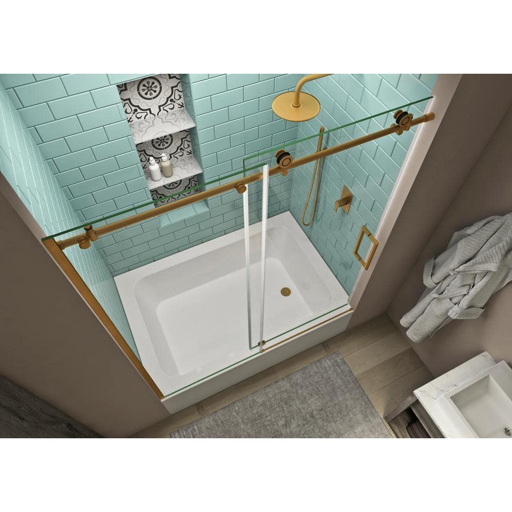 Coraline XL 60" x 70" Frameless Sliding Tub Door in Gold