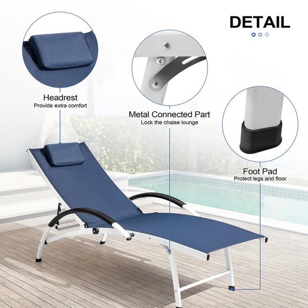 Crestlive Products White Aluminum Classic Outdoor Egg Lounge Chair with  Navy Blue Cushion and Navy Blue Sun Shade Cover CL-DC020WNN - The Home Depot