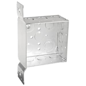 4 in. W x 2-1/8 in. D Steel Metallic 2-Gang Square Box with Nine 1/2 in. KO's, 5 CKO's and F Bracket (25-Pack)