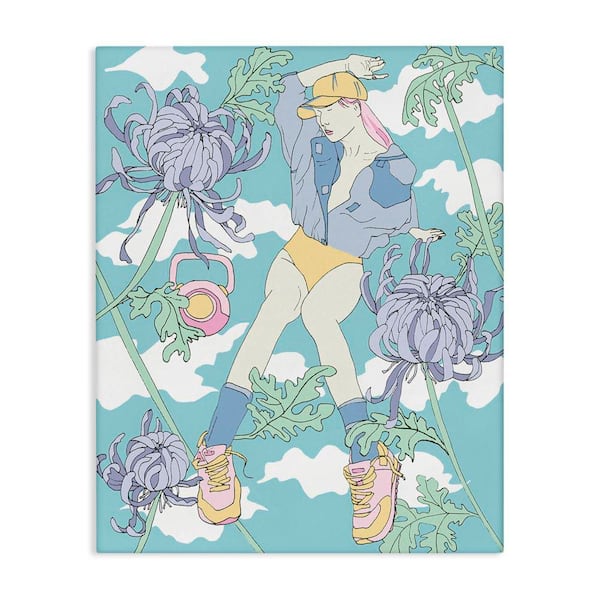 Stupell Industries Weight Trainer and Chrysanthemums by Melissa Wang Unframed People Graphic Art Print 48 in. x 36 in.