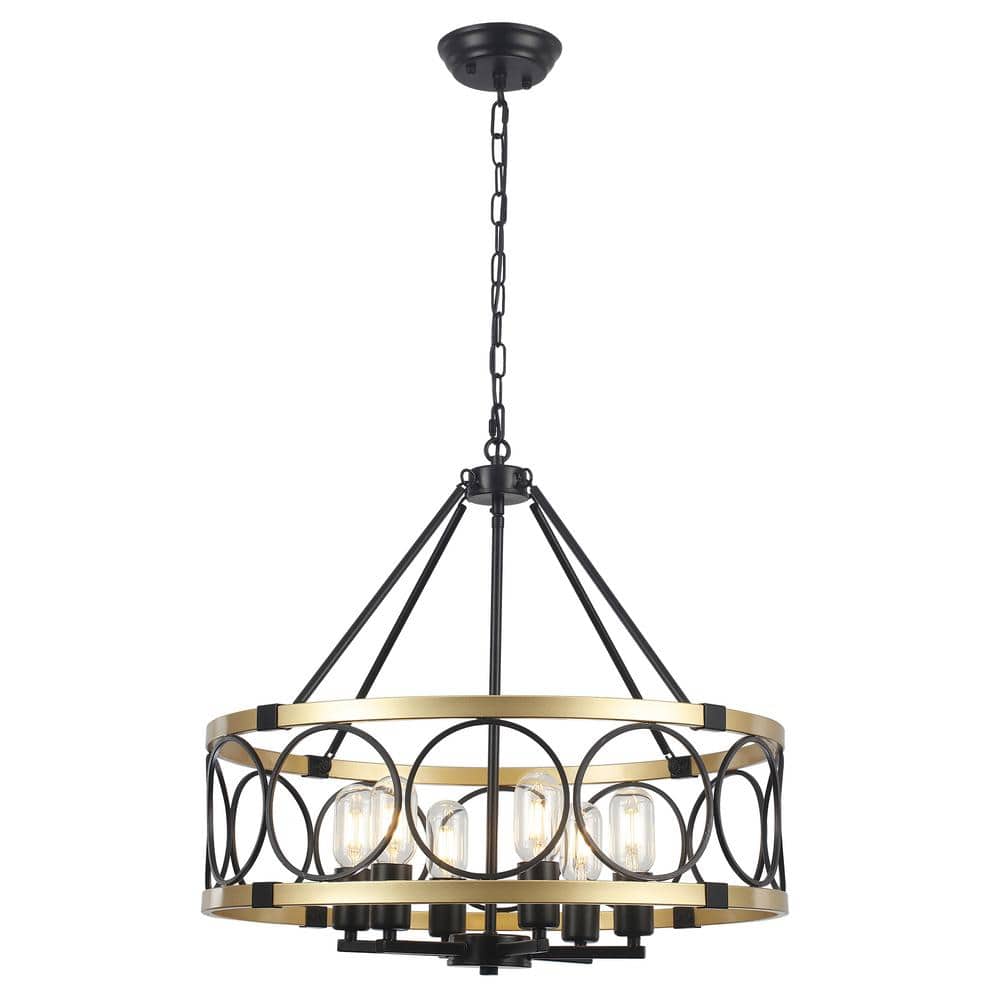 6 - Light Gold/Black Dimmable Chandelier for Dining Room Kitchen Island Foyer Entryway with no Bulbs Included price history on PriceWatchPro