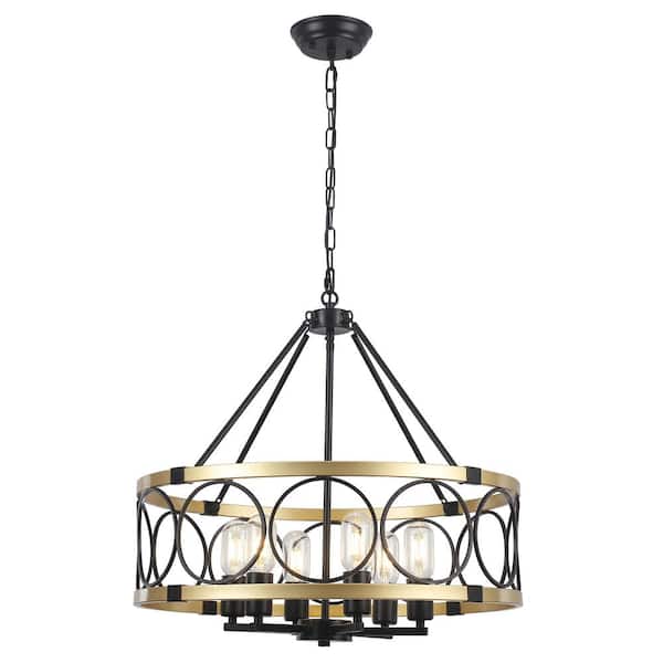 6 - Light Gold/Black Dimmable Chandelier for Dining Room Kitchen Island Foyer Entryway with no bulbs included