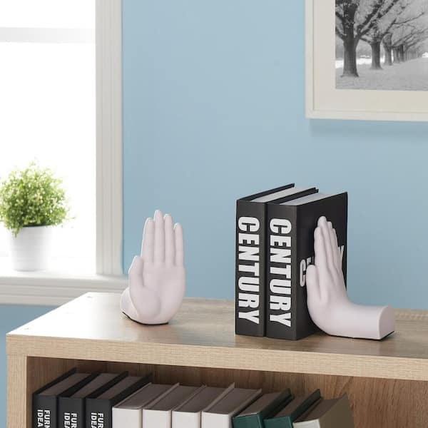 Danya B White "Hands" Bookend Set of 2 