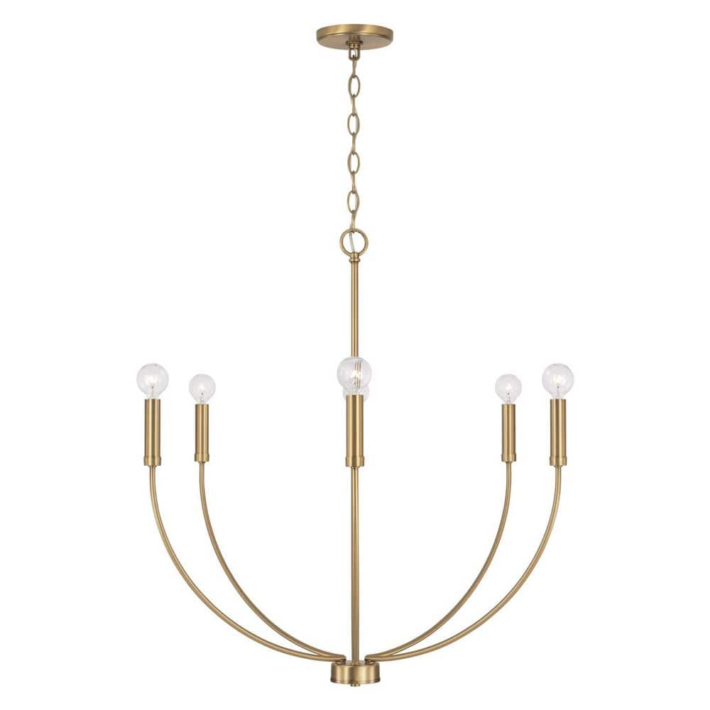 Ansley 6-Light Aged Brass Mid-Century Modern Chandelier