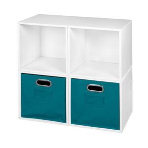 26 in. H x 26 in. W x 13 in. D Teal Wood 6-Cube Organizer