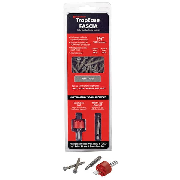 TrapEase 200-Piece 100 LF 1-3/4 in. Fascia Screws with Countersink Tooland Bit in Pebble